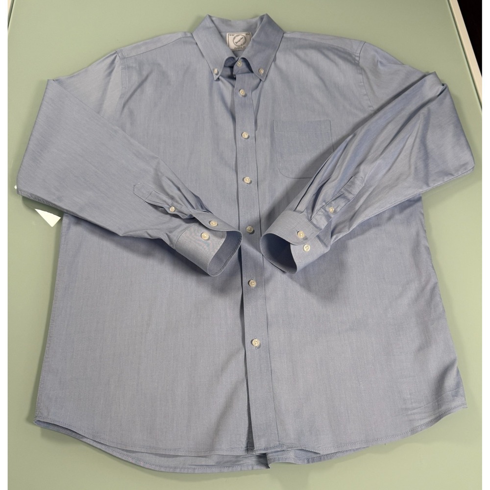 BESPOKE BRAND Solid Blue Cotton Blend Mens Classic Fit Dress Shirt - Large